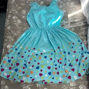 Lands' End Blue Kids Dress with Heart Pattern